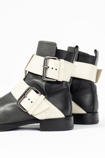 Pierre Hardy PF/14 Classic Green Colourblock Leather Buckled-Strap Booties