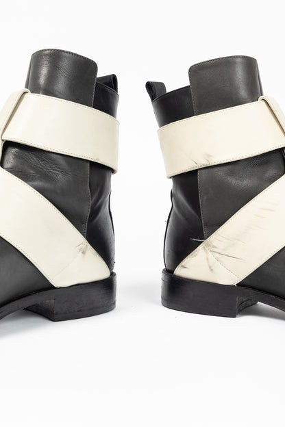 Pierre Hardy PF/14 Classic Green Colourblock Leather Buckled-Strap Booties