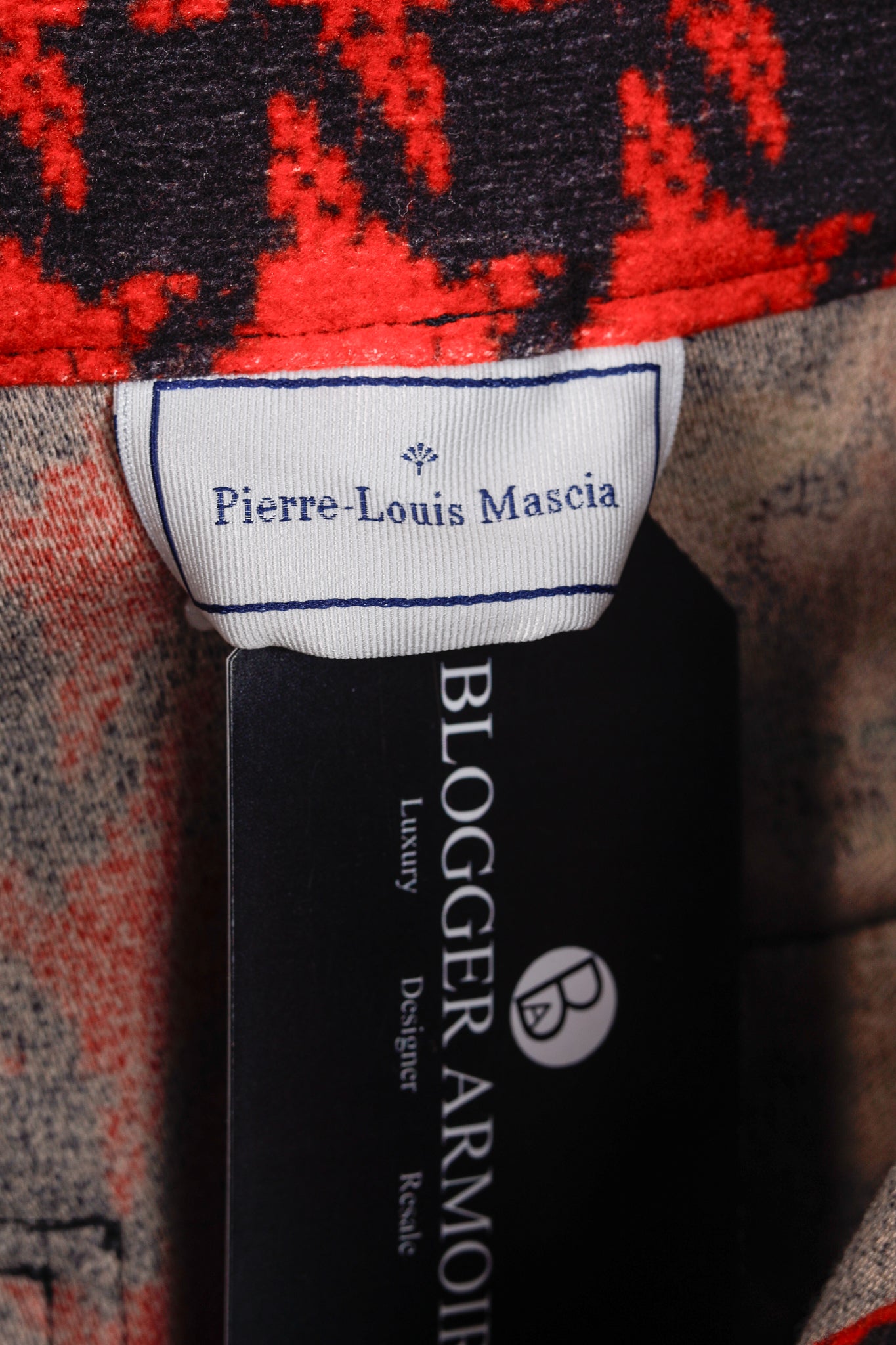 Pierre Louis Mascia Red Houndstooth & Floral Pencil Skirt