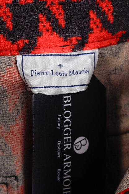 Pierre Louis Mascia Red Houndstooth & Floral Pencil Skirt