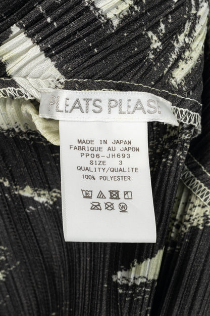 Pleats Please Issey Miyake Spin White & Black Printed Midi Swing Dress