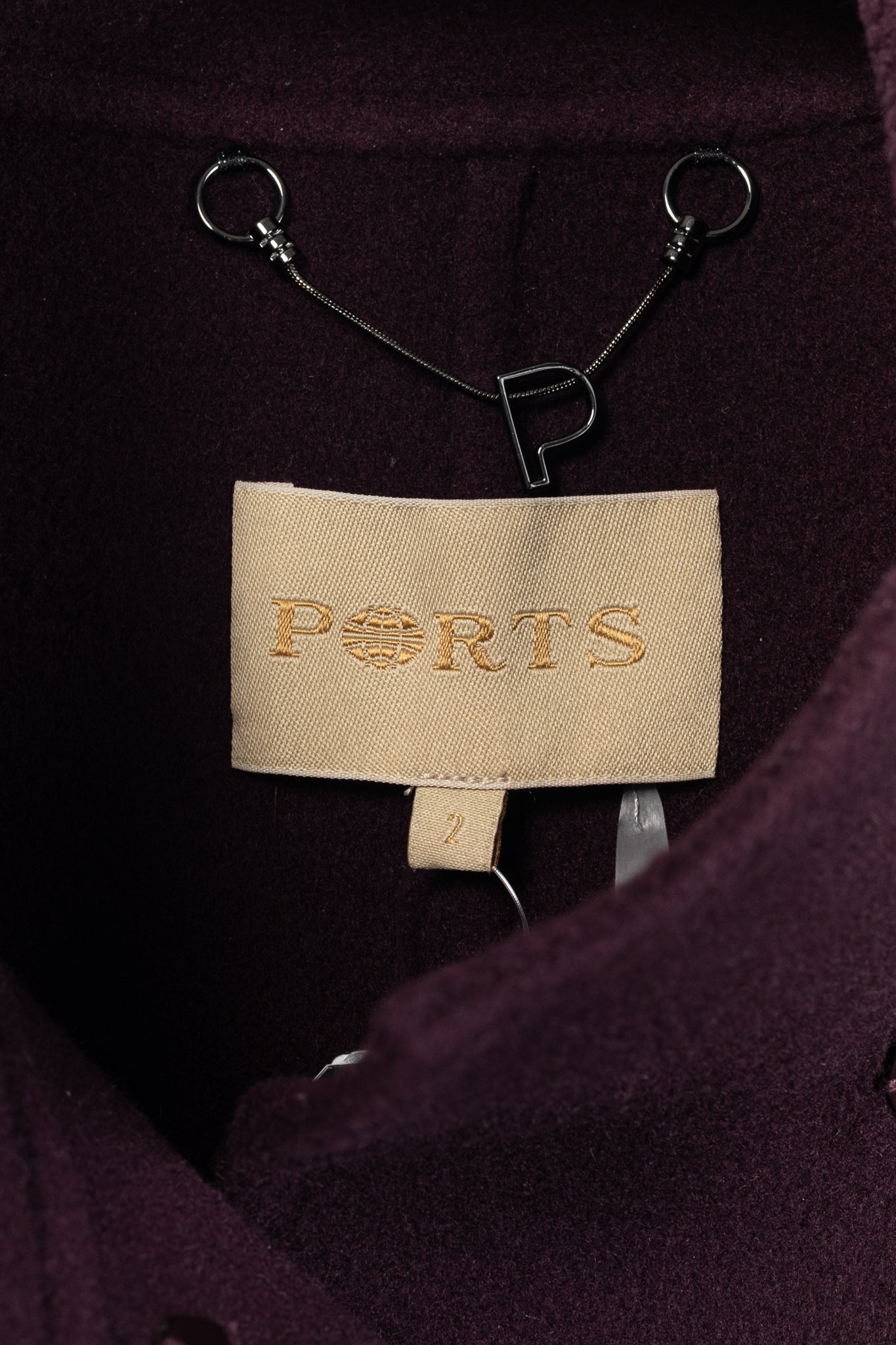 PORTS Eggplant Double-Face-Wool Belted Coat
