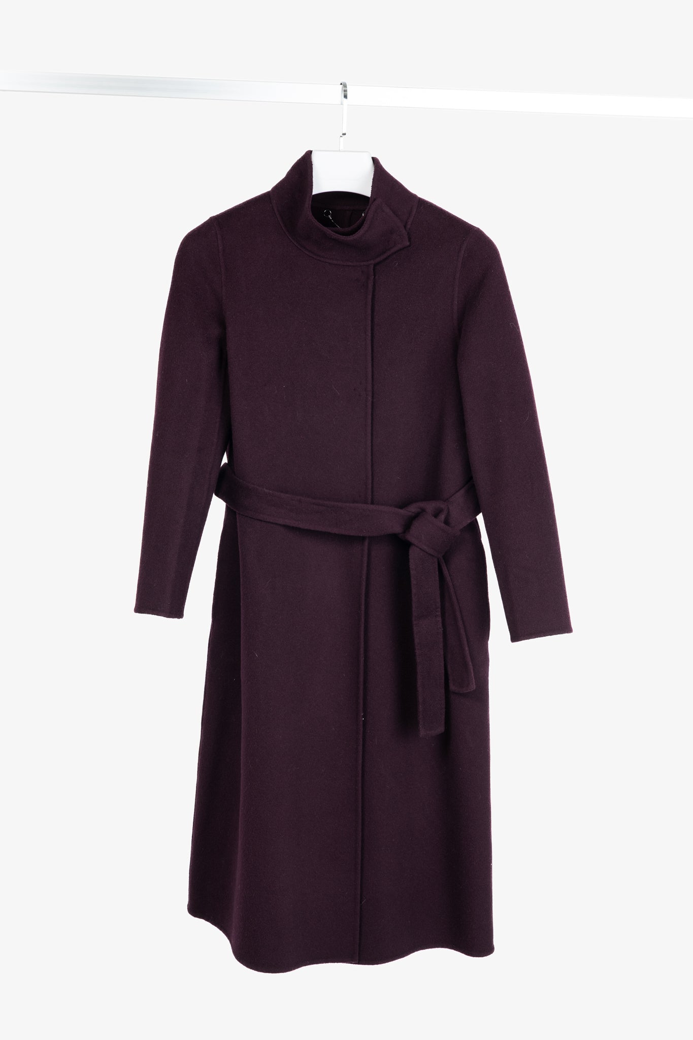 PORTS Eggplant Double-Face-Wool Belted Coat