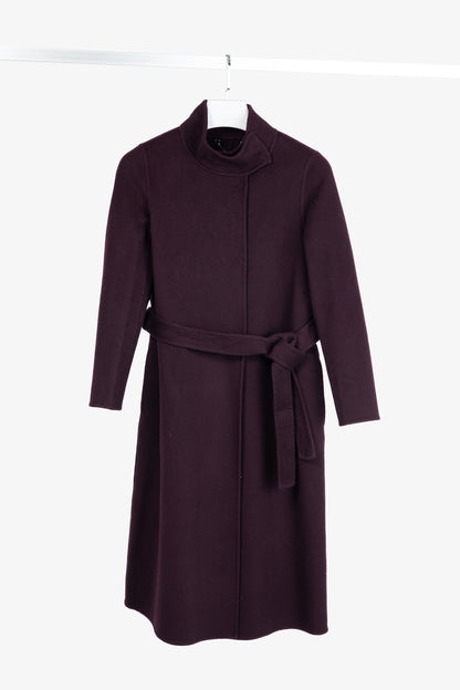 PORTS Eggplant Double-Face-Wool Belted Coat