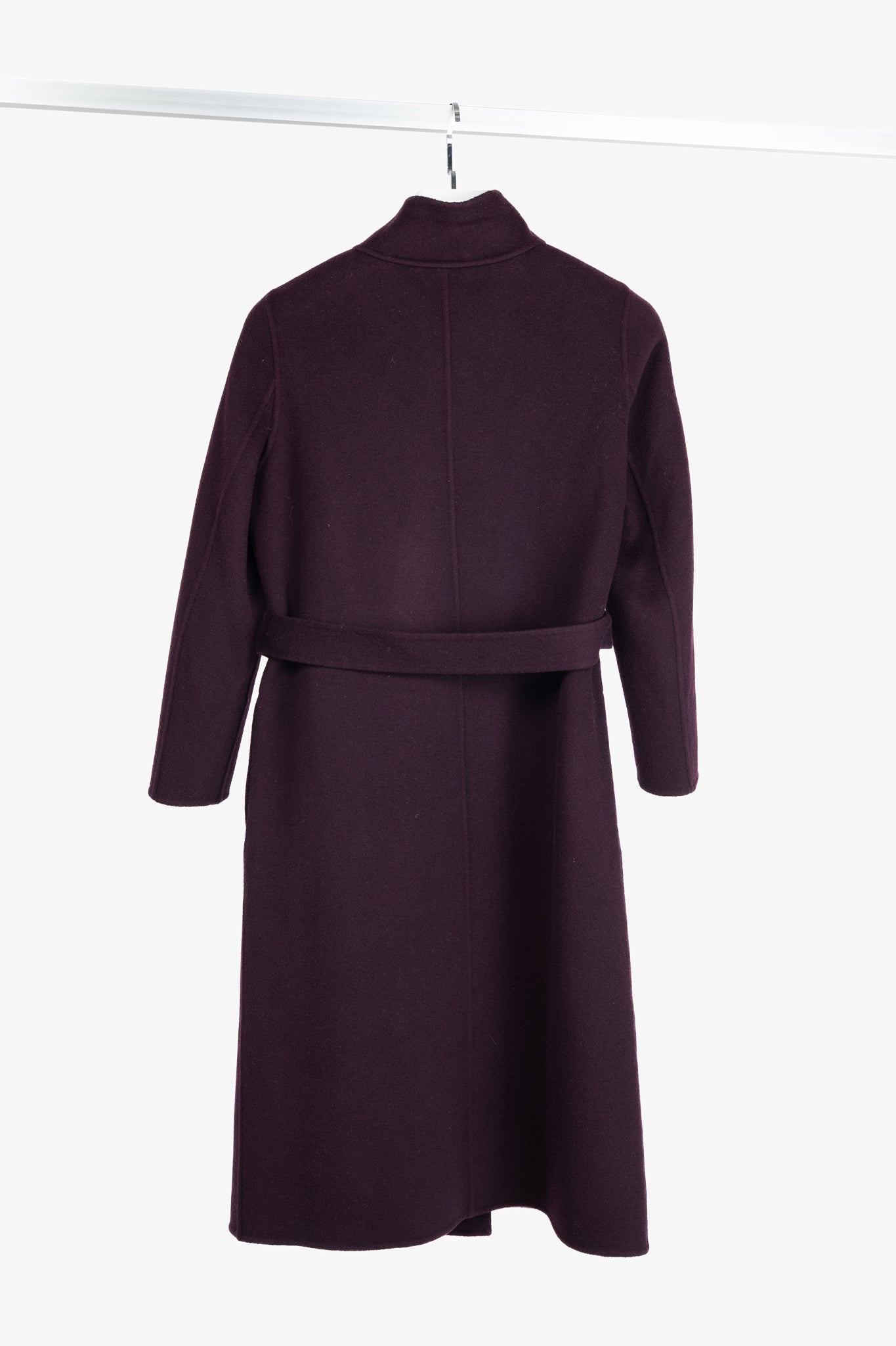 PORTS Eggplant Double-Face-Wool Belted Coat