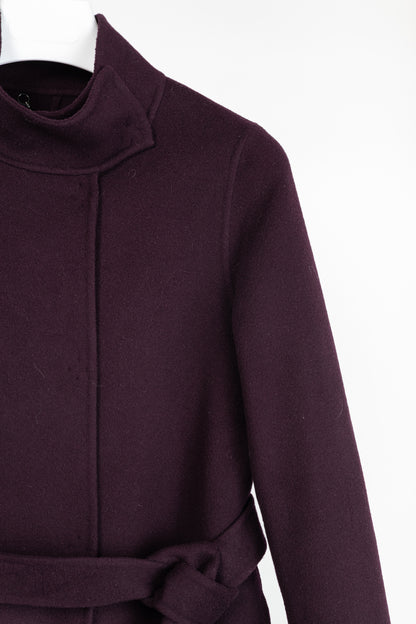 PORTS Eggplant Double-Face-Wool Belted Coat