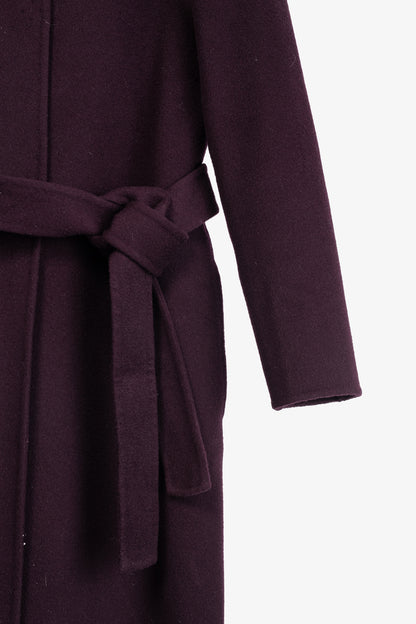 PORTS Eggplant Double-Face-Wool Belted Coat