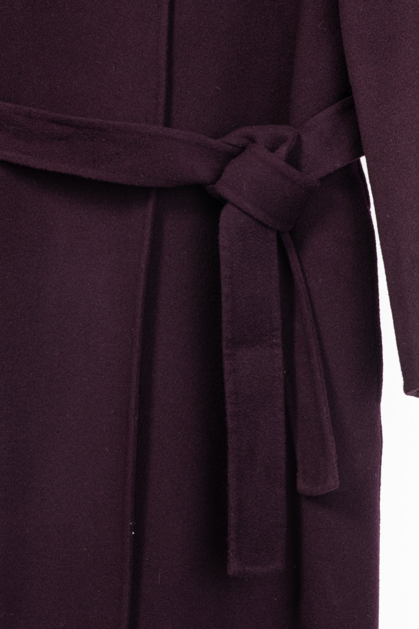 PORTS Eggplant Double-Face-Wool Belted Coat