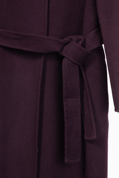 PORTS Eggplant Double-Face-Wool Belted Coat
