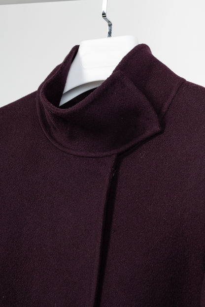 PORTS Eggplant Double-Face-Wool Belted Coat