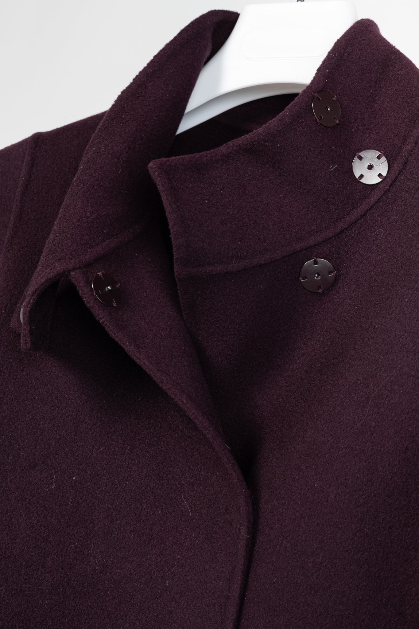 PORTS Eggplant Double-Face-Wool Belted Coat