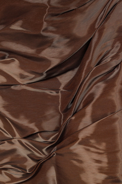 Ports 1961 AW/10 Runway Brown Shiny Off-The-Shoulder Mini Dress