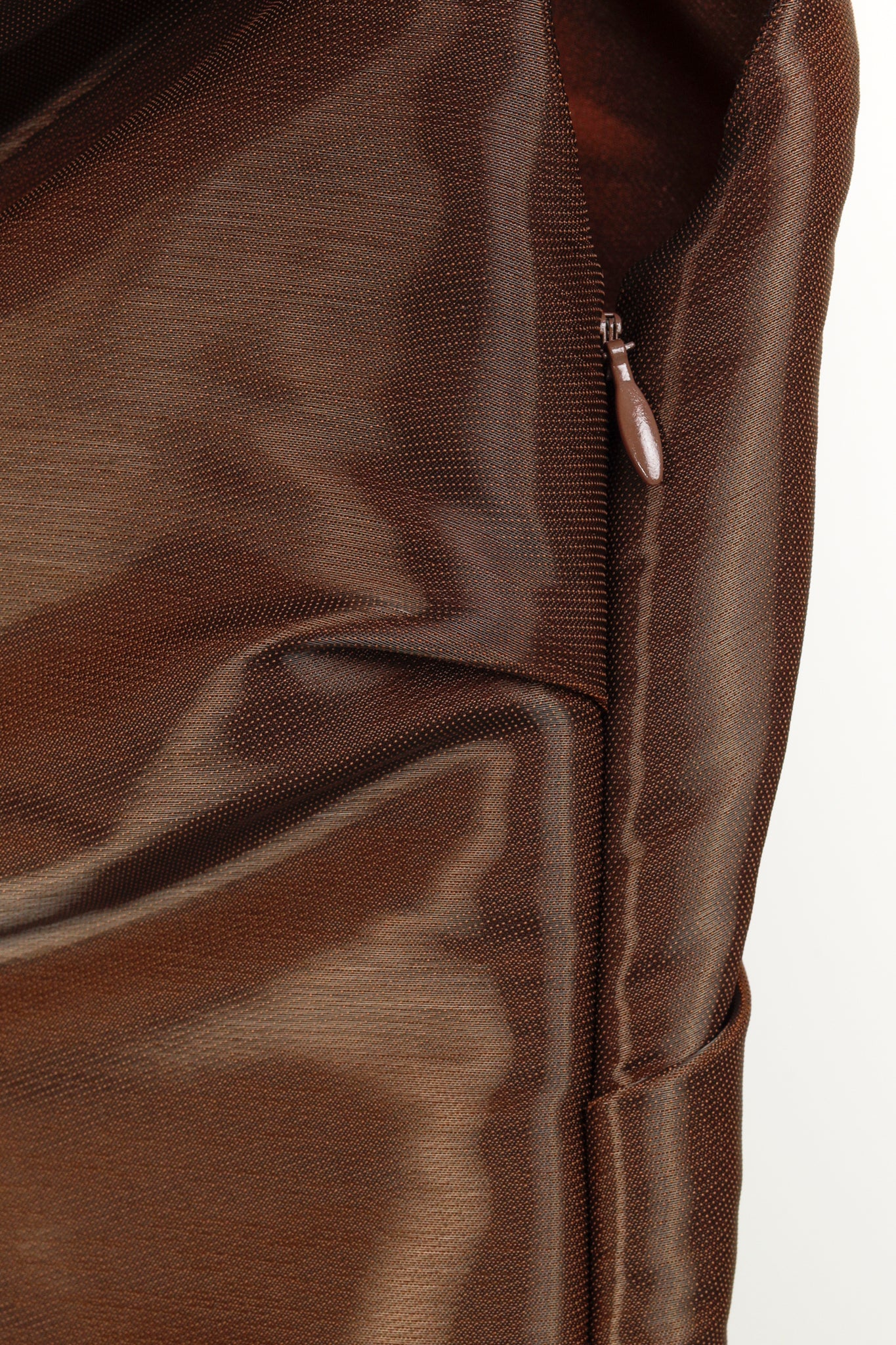 Ports 1961 AW/10 Runway Brown Shiny Off-The-Shoulder Mini Dress