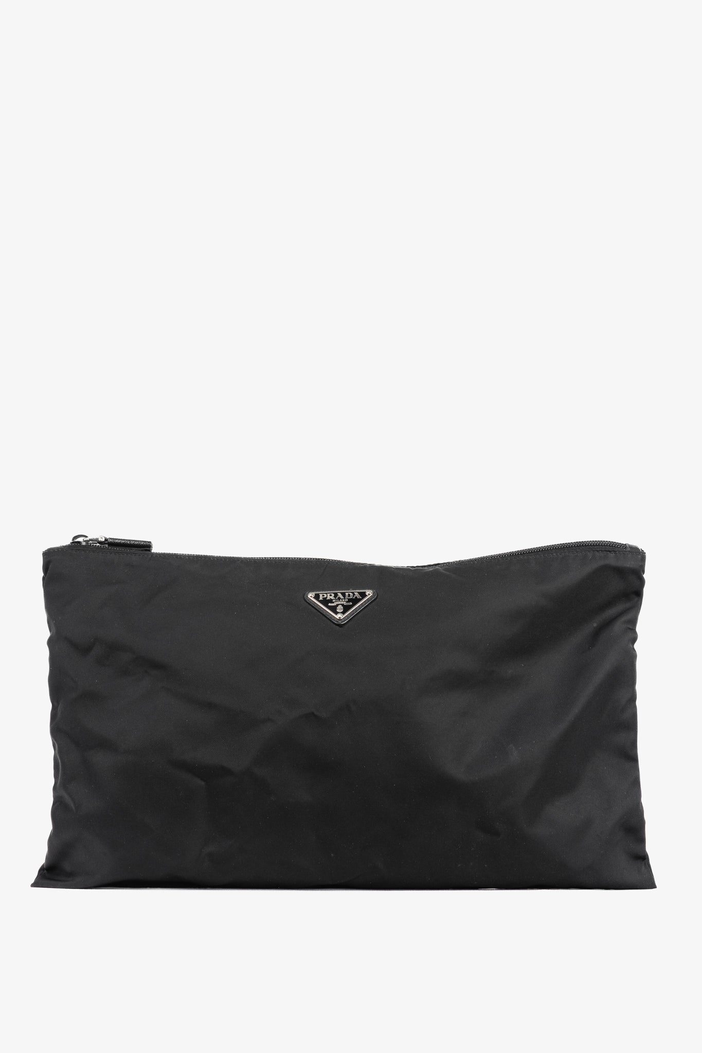 Prada Nero Tessuto Nylon Logo Clutch