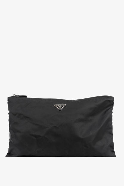 Prada Nero Tessuto Nylon Logo Clutch