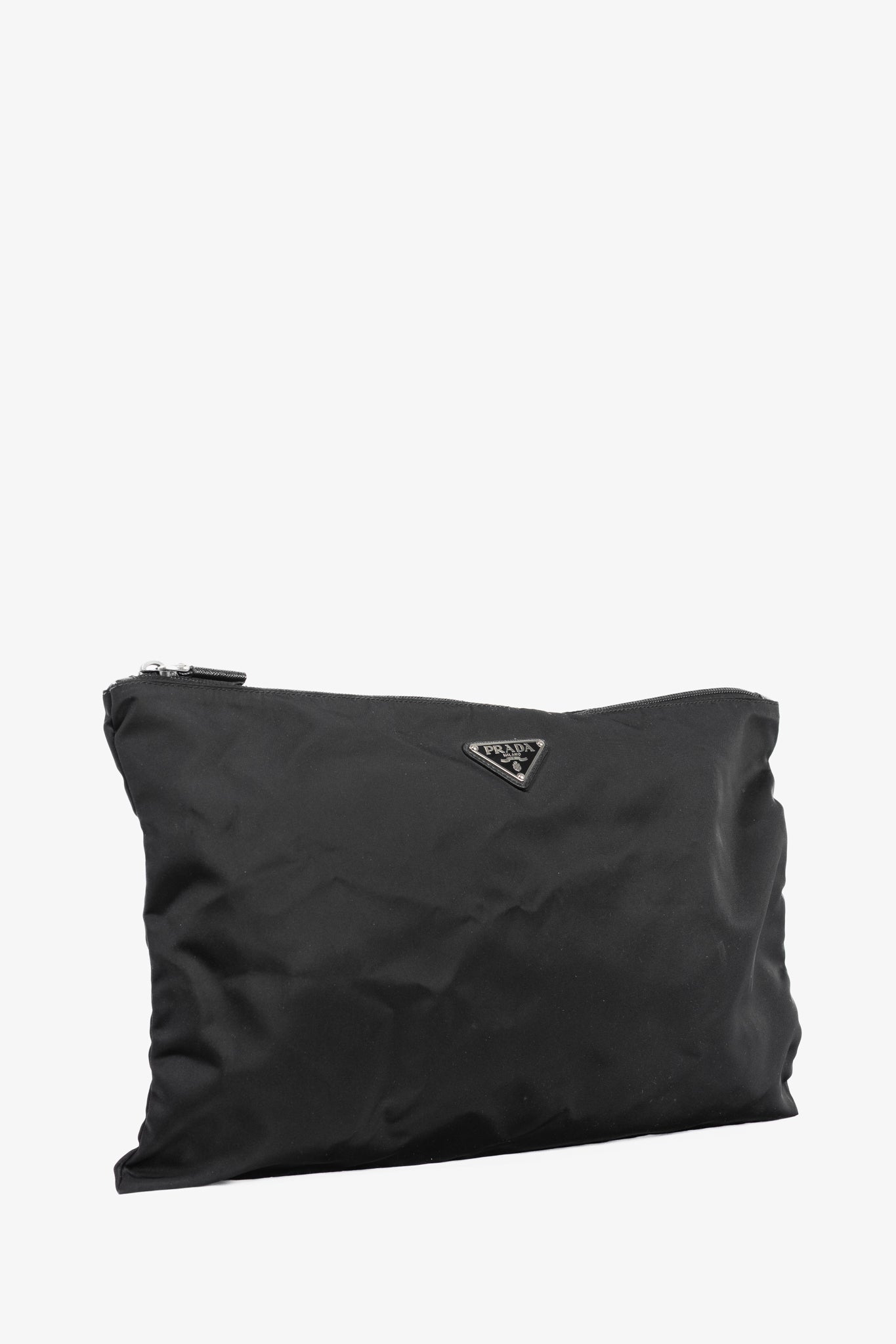 Prada Nero Tessuto Nylon Logo Clutch