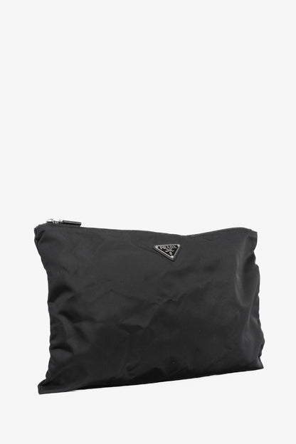 Prada Nero Tessuto Nylon Logo Clutch