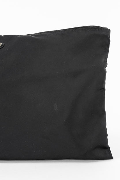 Prada Nero Tessuto Nylon Logo Clutch