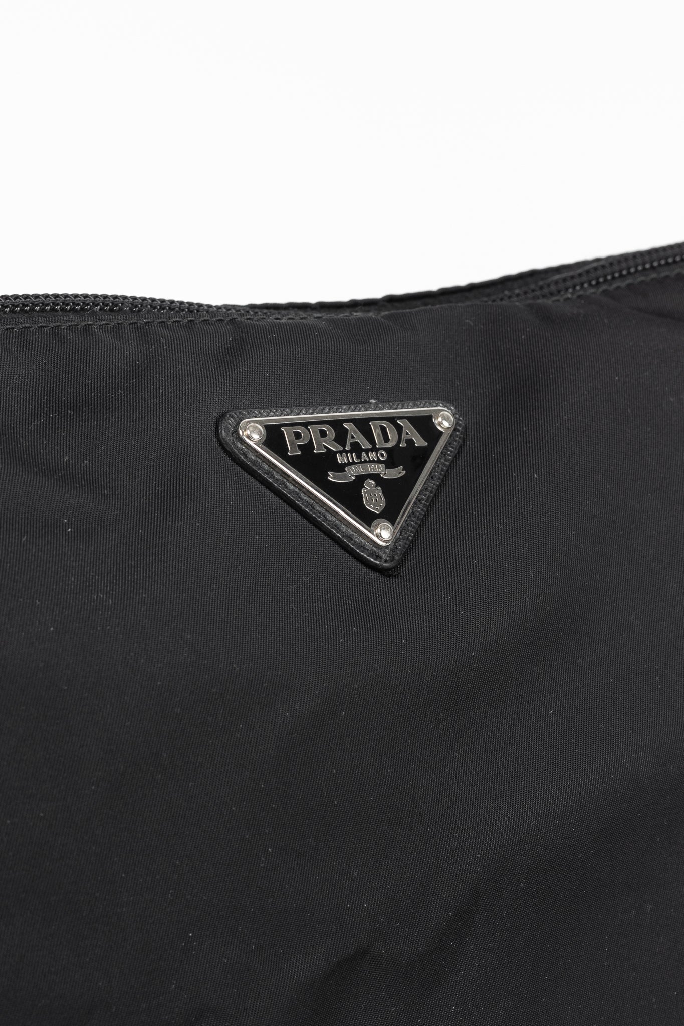 Prada Nero Tessuto Nylon Logo Clutch