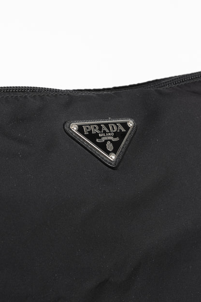 Prada Nero Tessuto Nylon Logo Clutch
