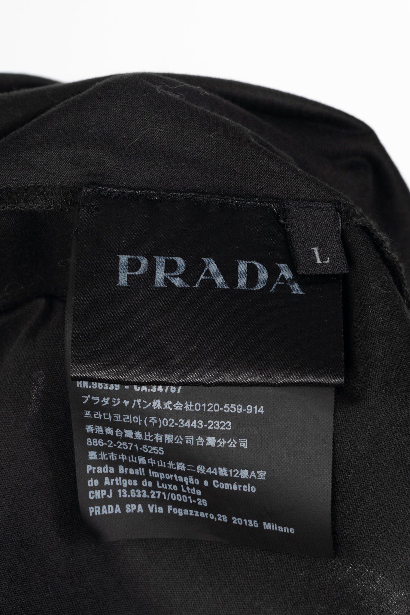 Prada Black Cotton-Jersey Pocket T-Shirt