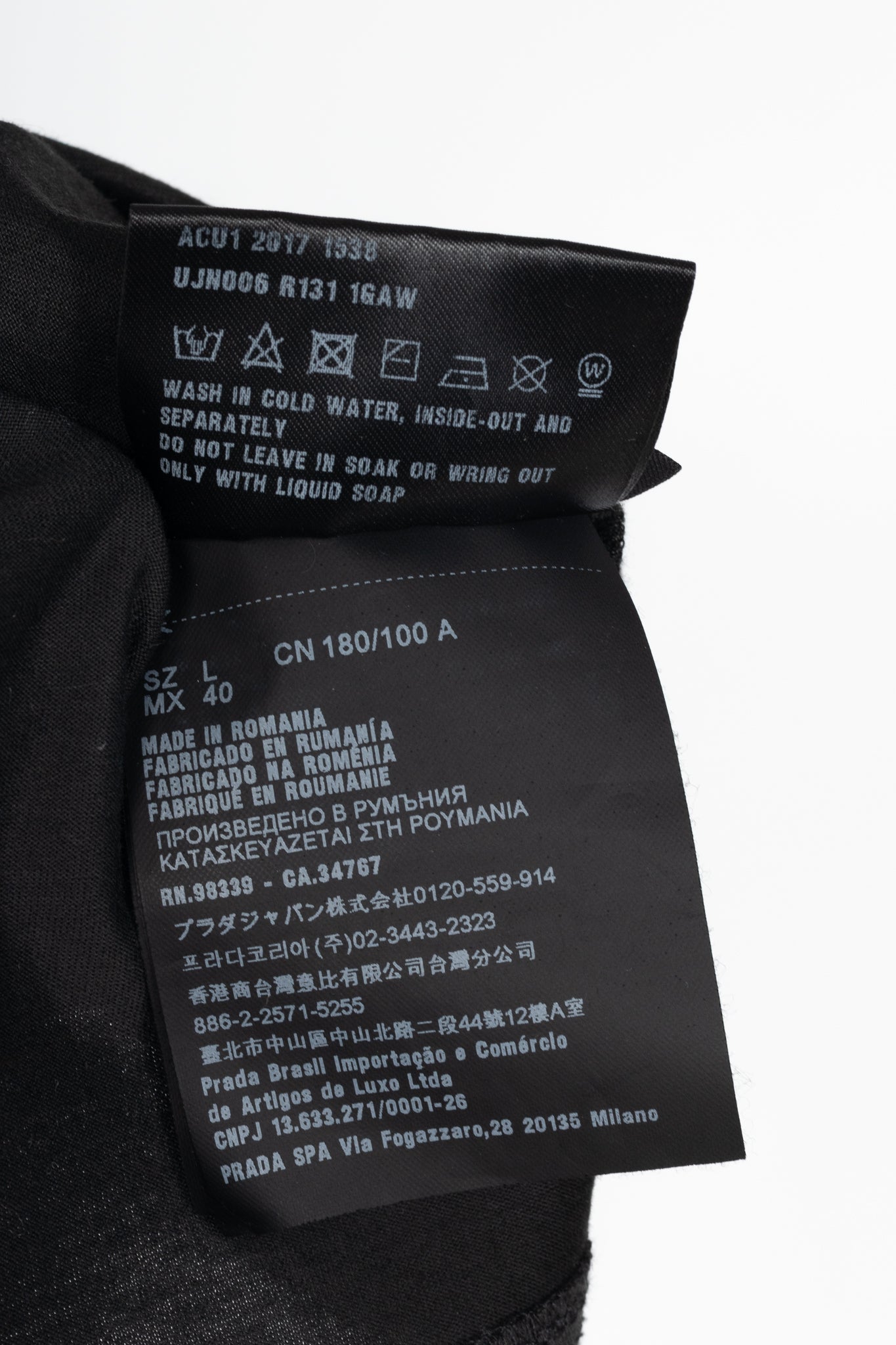 Prada Black Cotton-Jersey Pocket T-Shirt