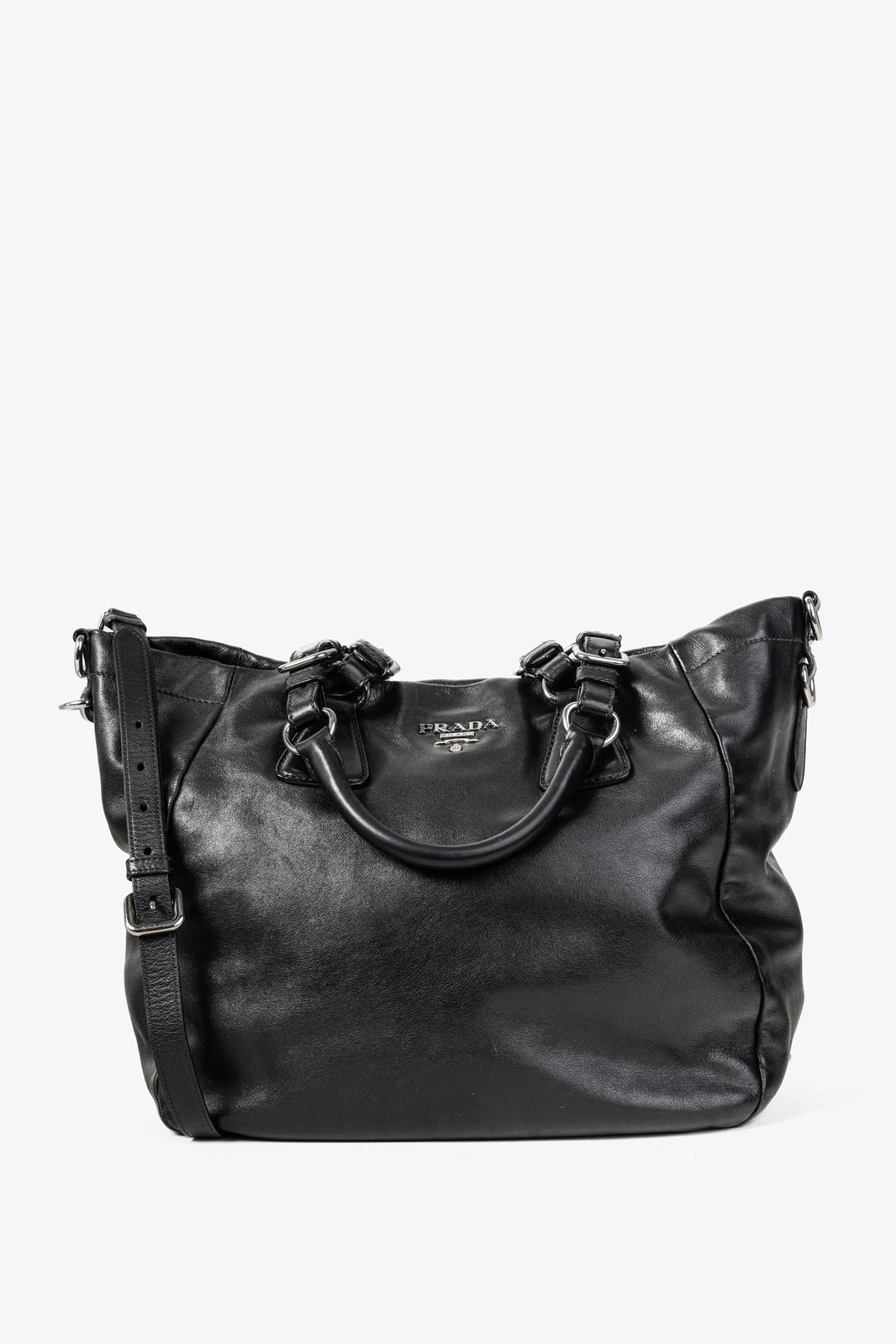 Prada Medium Nero Soft Calf Leather Tote Bag