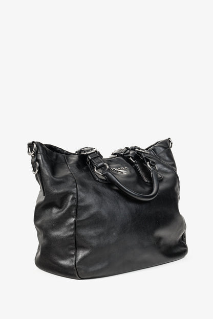 Prada Medium Nero Soft Calf Leather Tote Bag