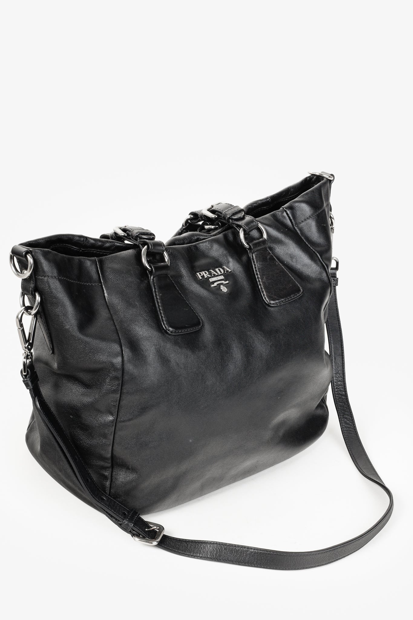 Prada Medium Nero Soft Calf Leather Tote Bag