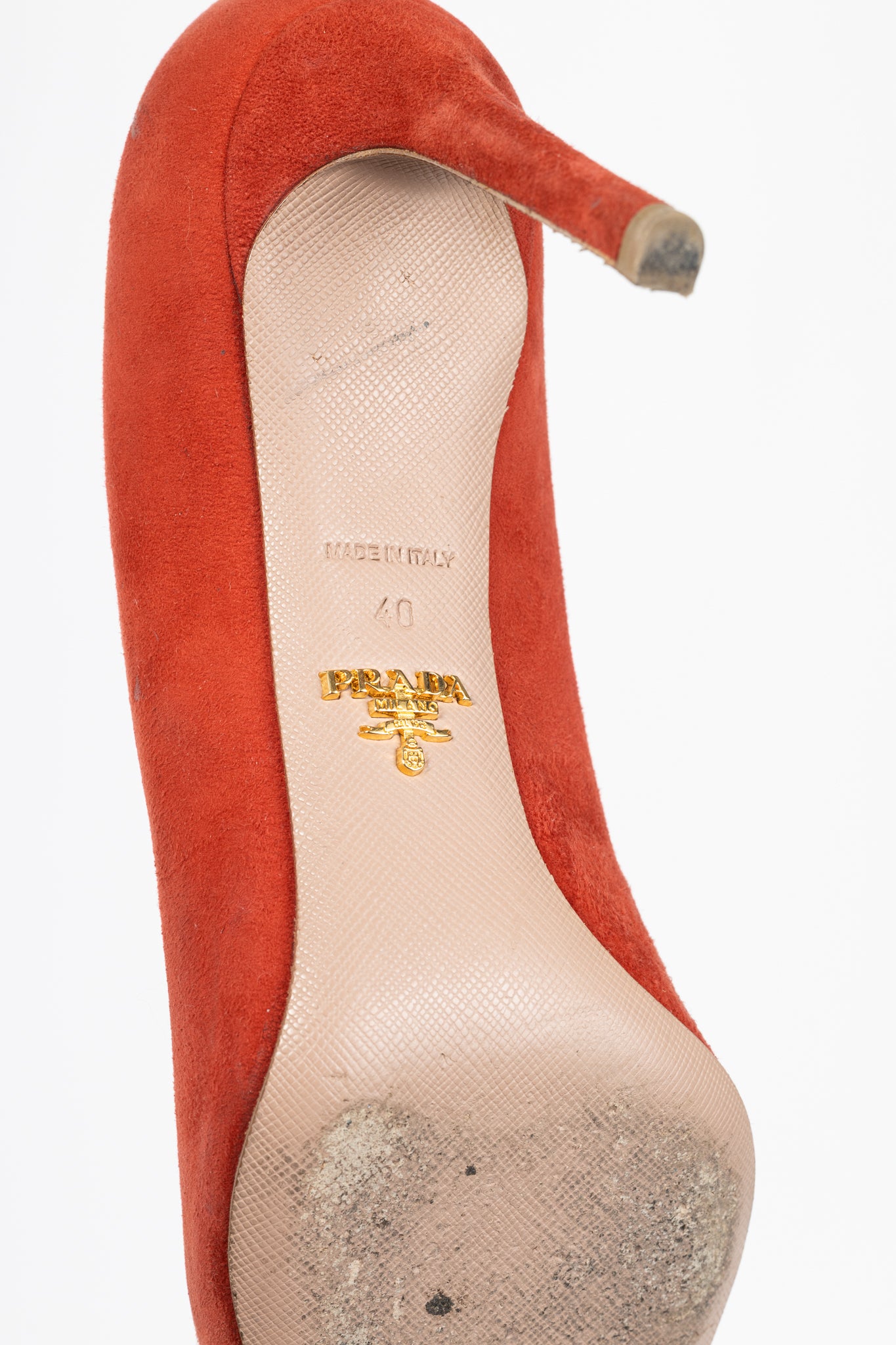 Prada Red Suede Pointed-Toe Pumps