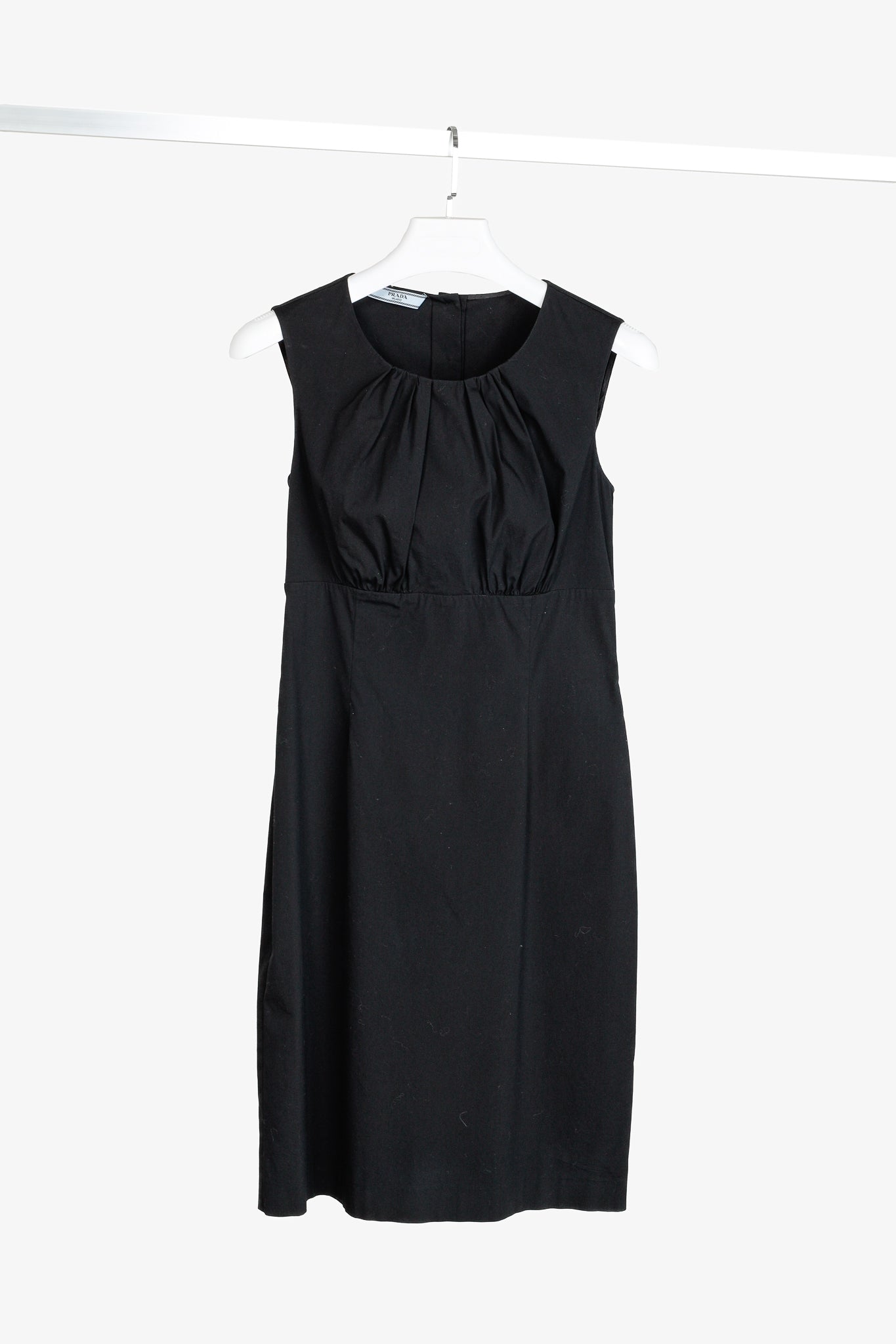 Prada 2010 Black Cotton Poplin Sleeveless Fitted Empire Dress