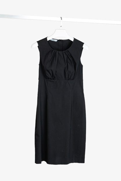 Prada 2010 Black Cotton Poplin Sleeveless Fitted Empire Dress