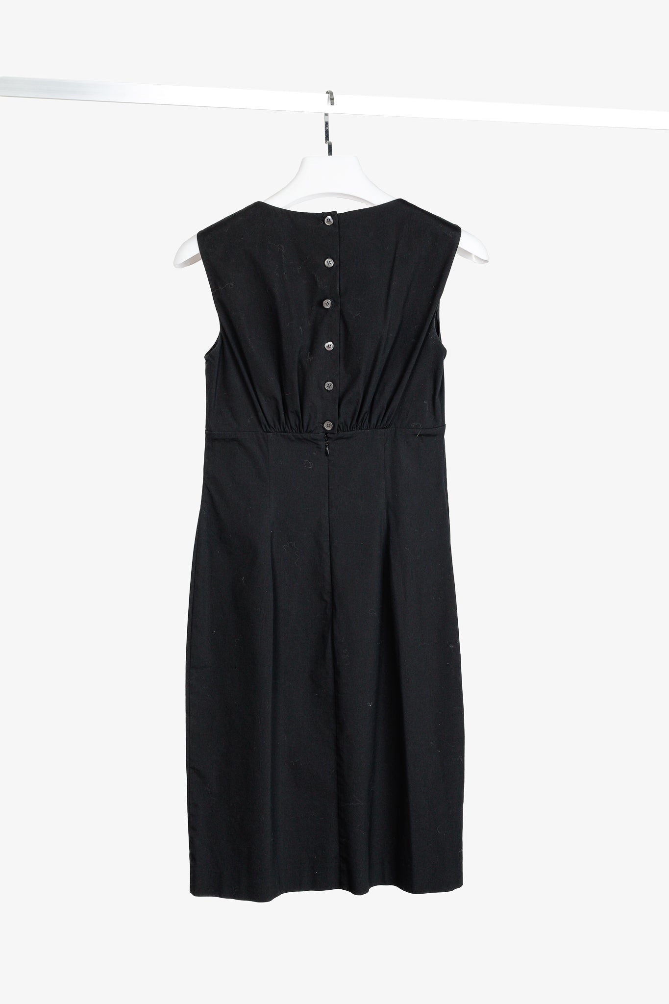 Prada 2010 Black Cotton Poplin Sleeveless Fitted Empire Dress