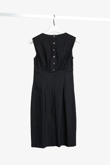 Prada 2010 Black Cotton Poplin Sleeveless Fitted Empire Dress