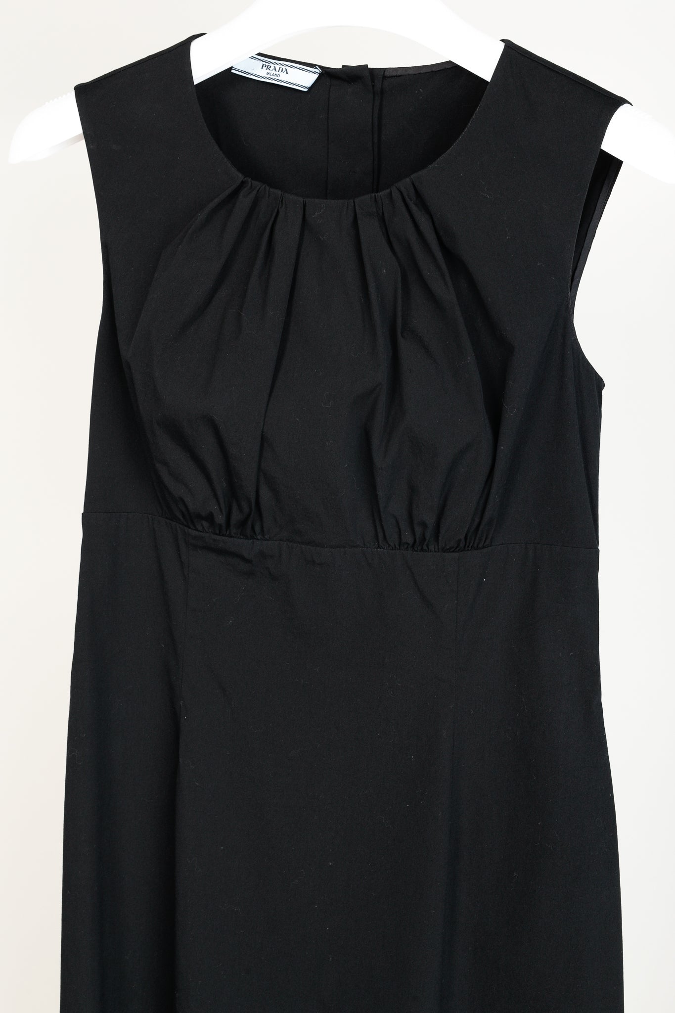 Prada 2010 Black Cotton Poplin Sleeveless Fitted Empire Dress