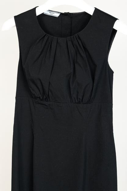 Prada 2010 Black Cotton Poplin Sleeveless Fitted Empire Dress