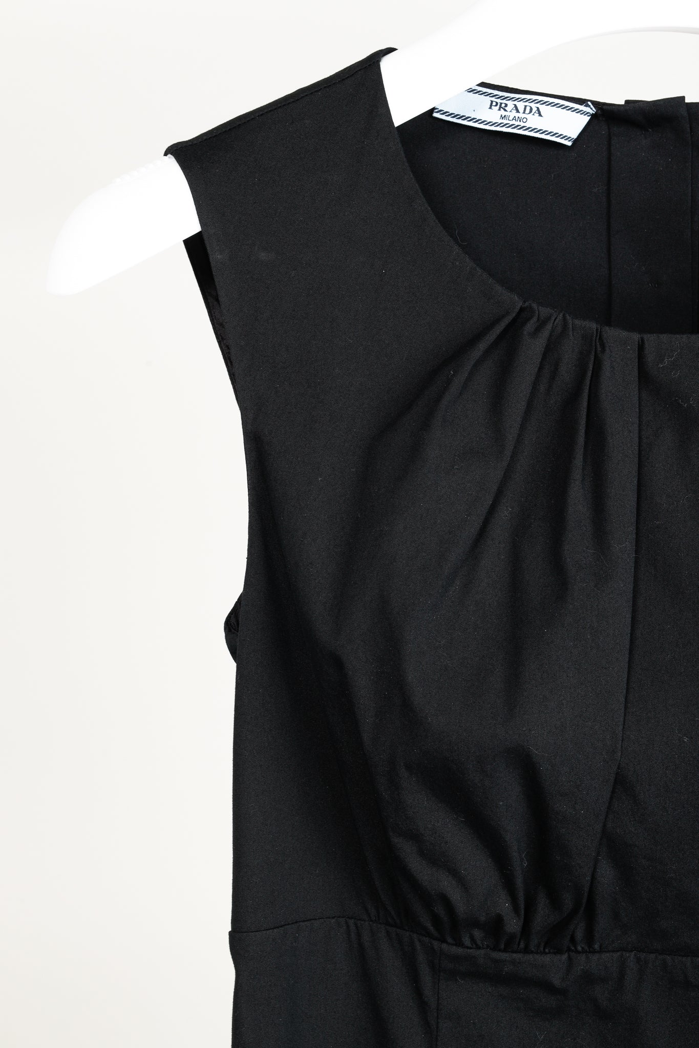 Prada 2010 Black Cotton Poplin Sleeveless Fitted Empire Dress