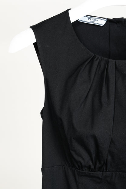 Prada 2010 Black Cotton Poplin Sleeveless Fitted Empire Dress