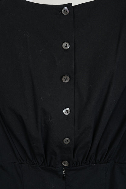 Prada 2010 Black Cotton Poplin Sleeveless Fitted Empire Dress