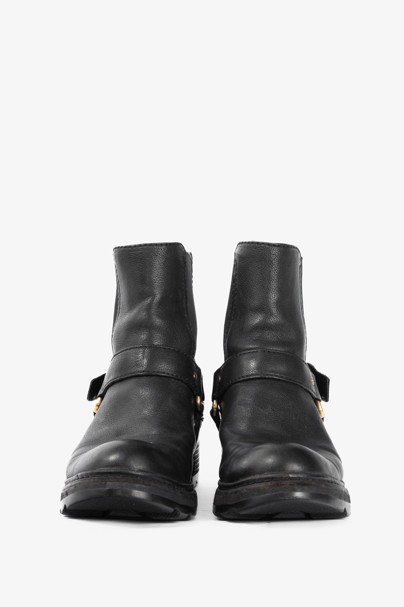 Prada Nero Bufalo Antic Harness Chelsea Boots