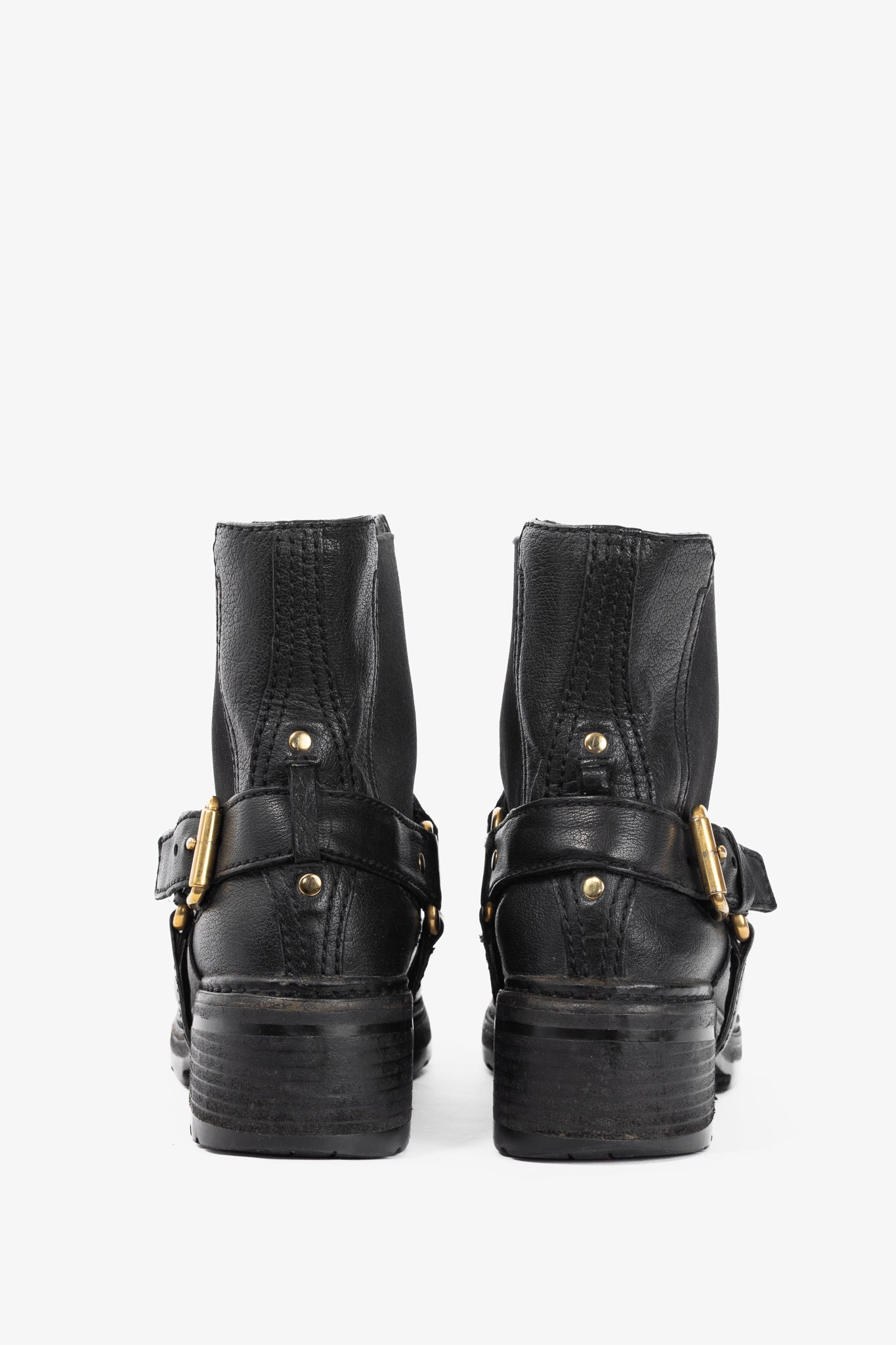 Prada Nero Bufalo Antic Harness Chelsea Boots