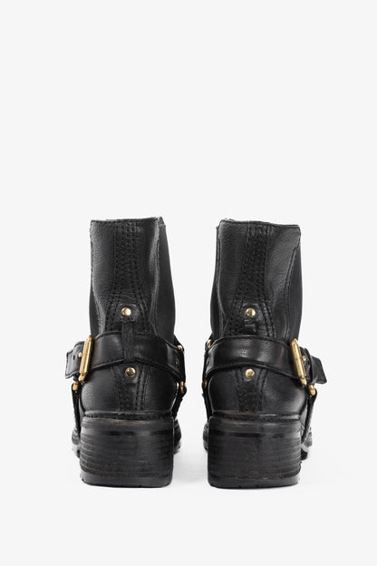 Prada Nero Bufalo Antic Harness Chelsea Boots