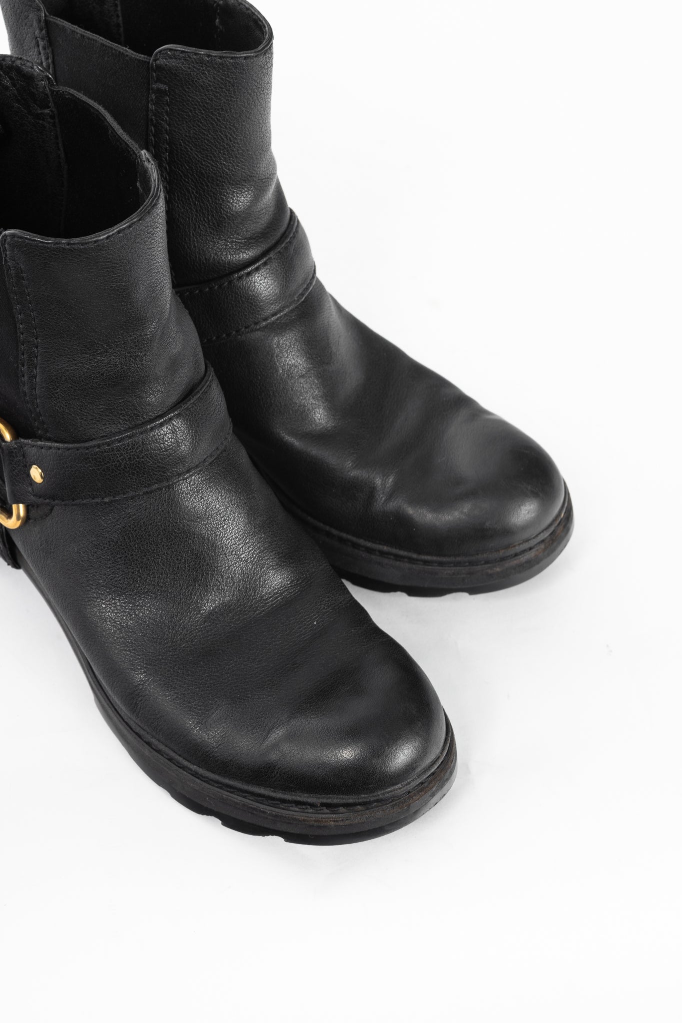 Prada Nero Bufalo Antic Harness Chelsea Boots