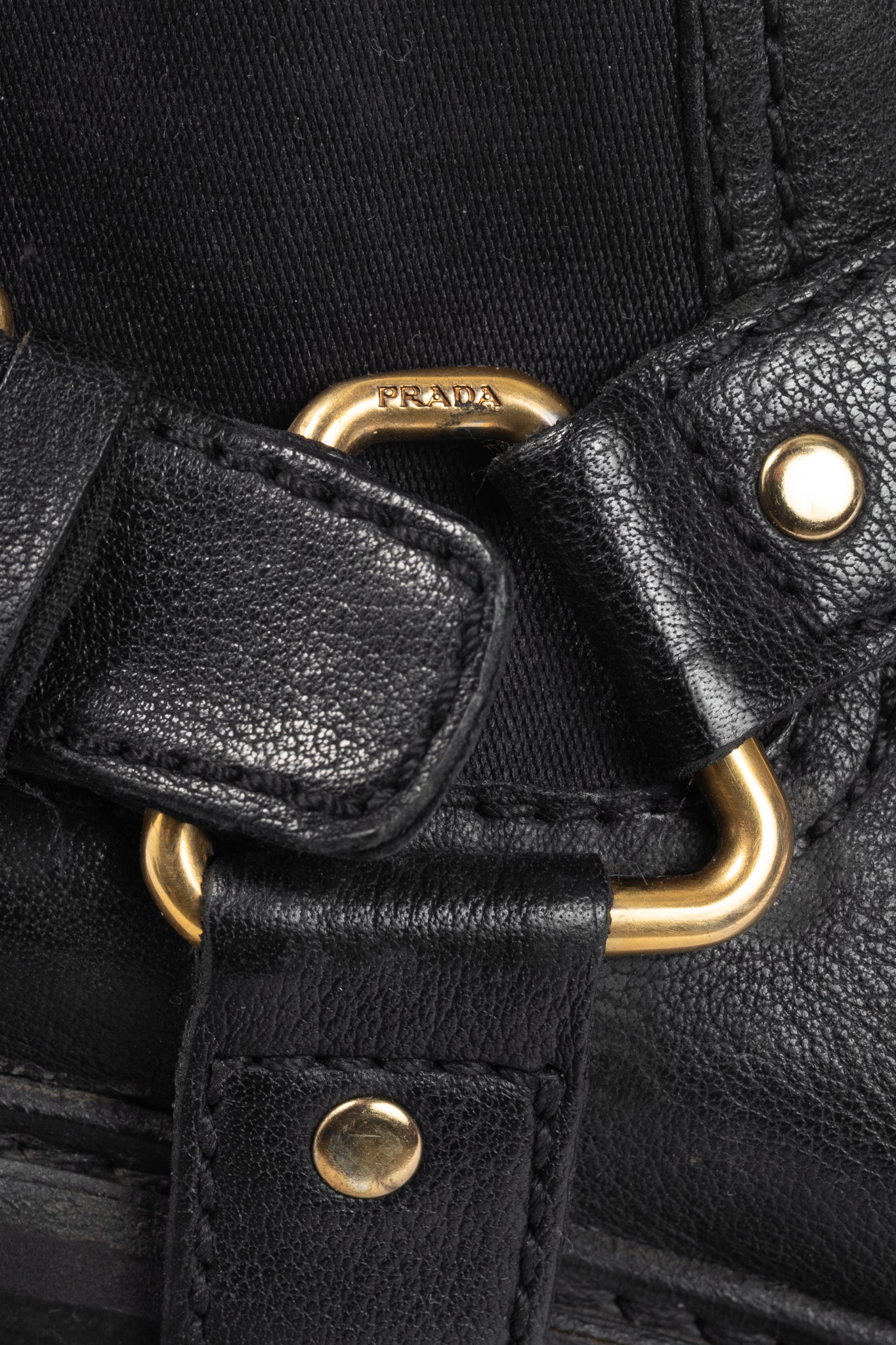Prada Nero Bufalo Antic Harness Chelsea Boots