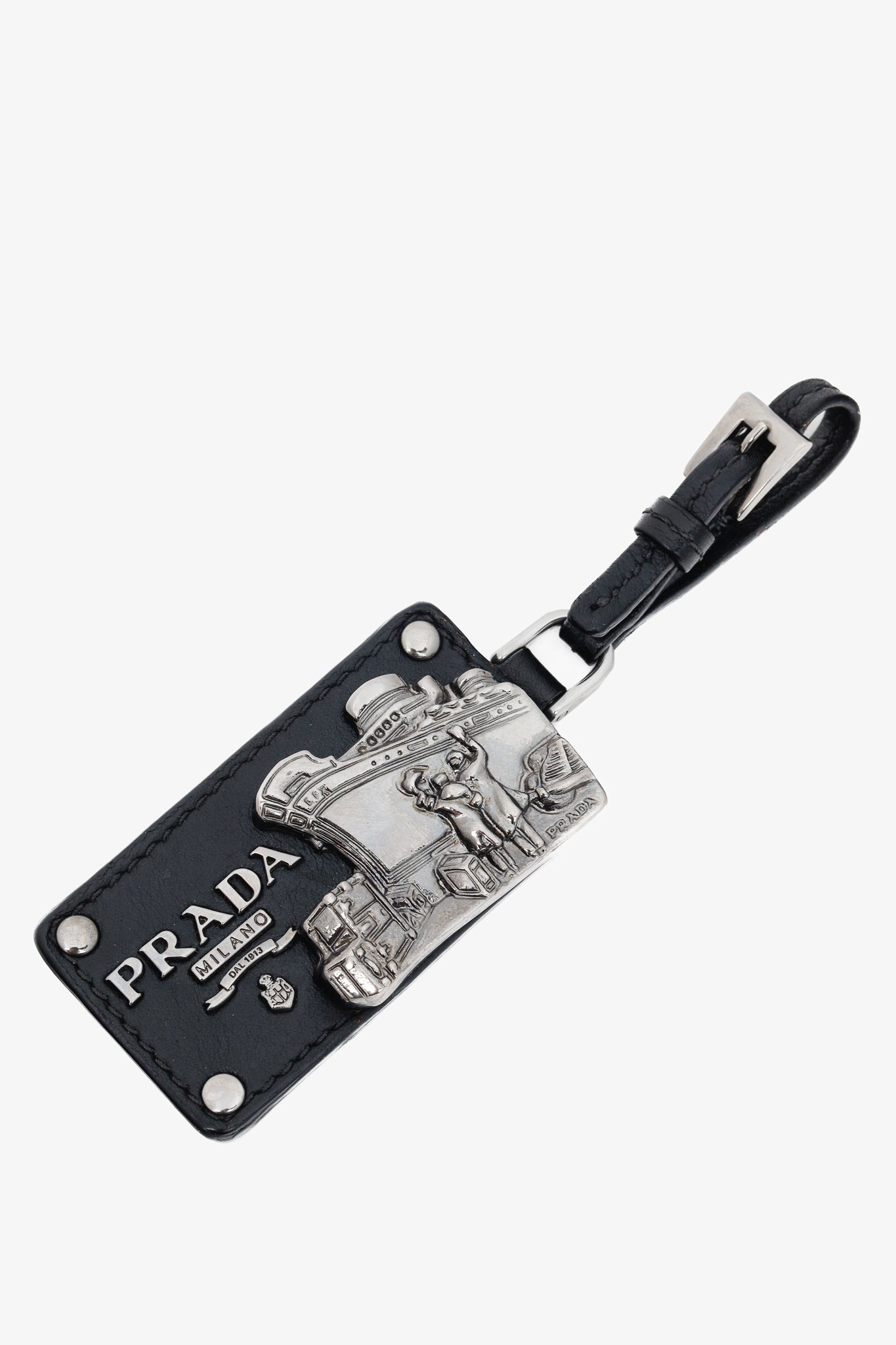 Prada Black Leather SHW Ship-Motif Bag Charm