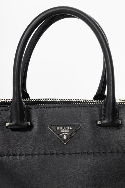 Prada Black Hand Stitched Calfskin Leather Tote
