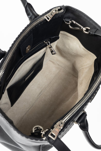 Prada Black Hand Stitched Calfskin Leather Tote