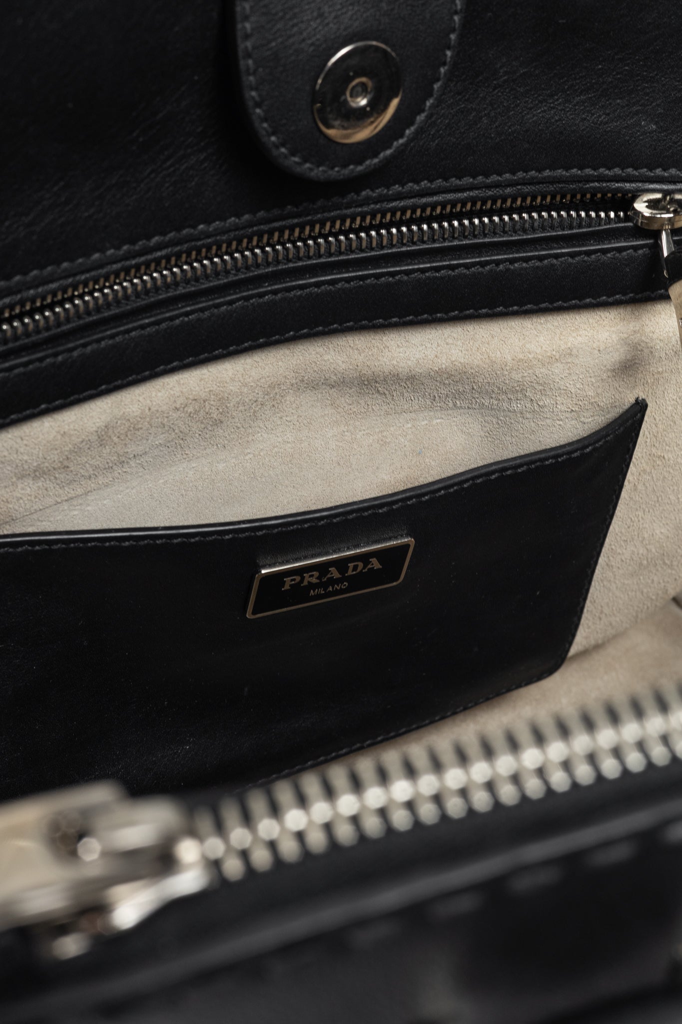 Prada Black Hand Stitched Calfskin Leather Tote