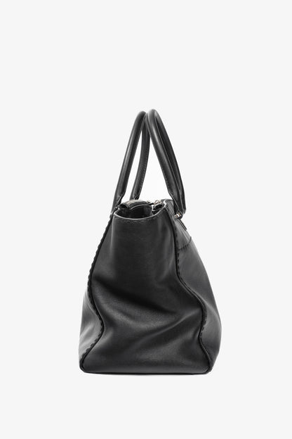 Prada Black Hand Stitched Calfskin Leather Tote