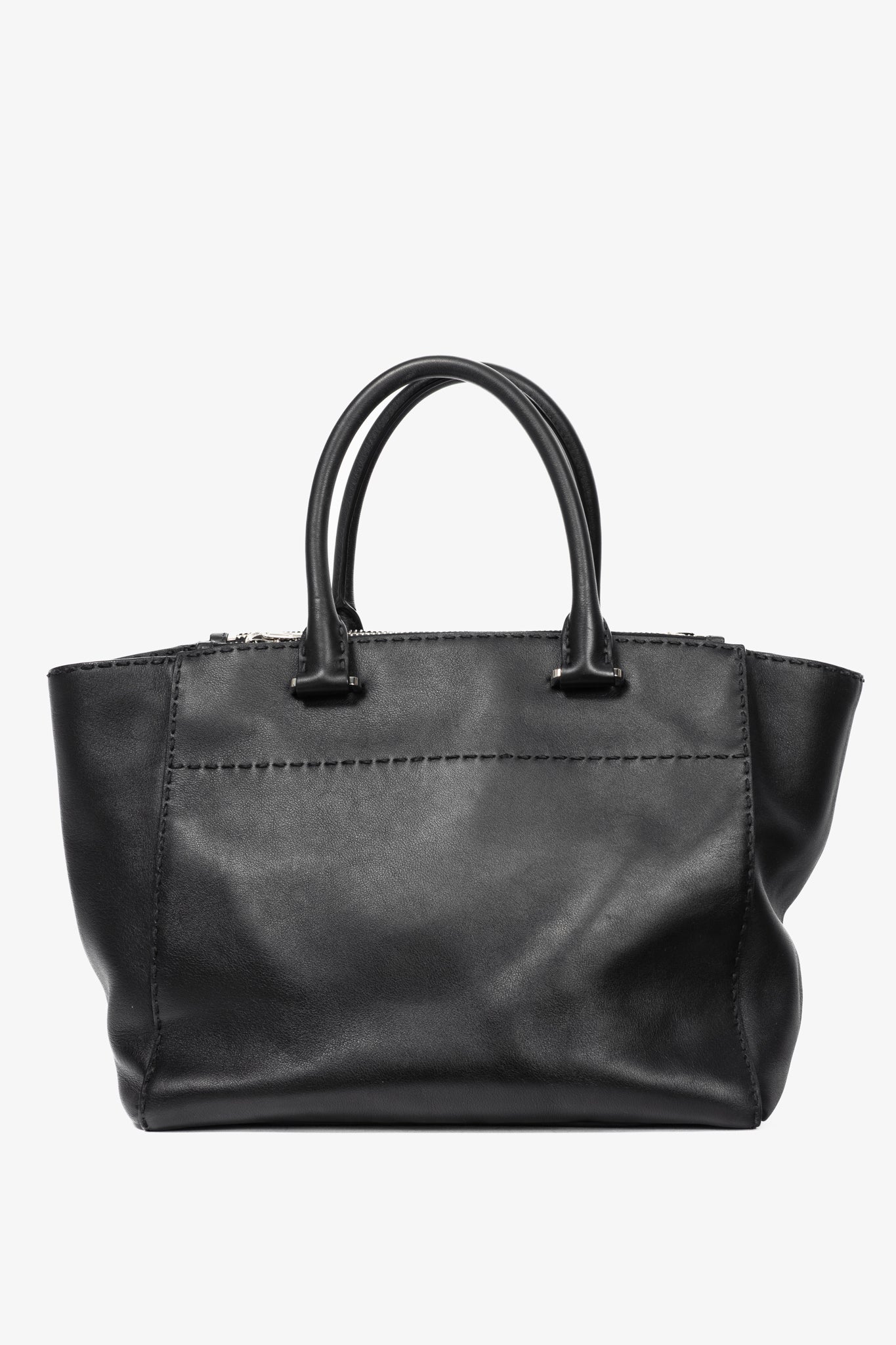 Prada Black Hand Stitched Calfskin Leather Tote